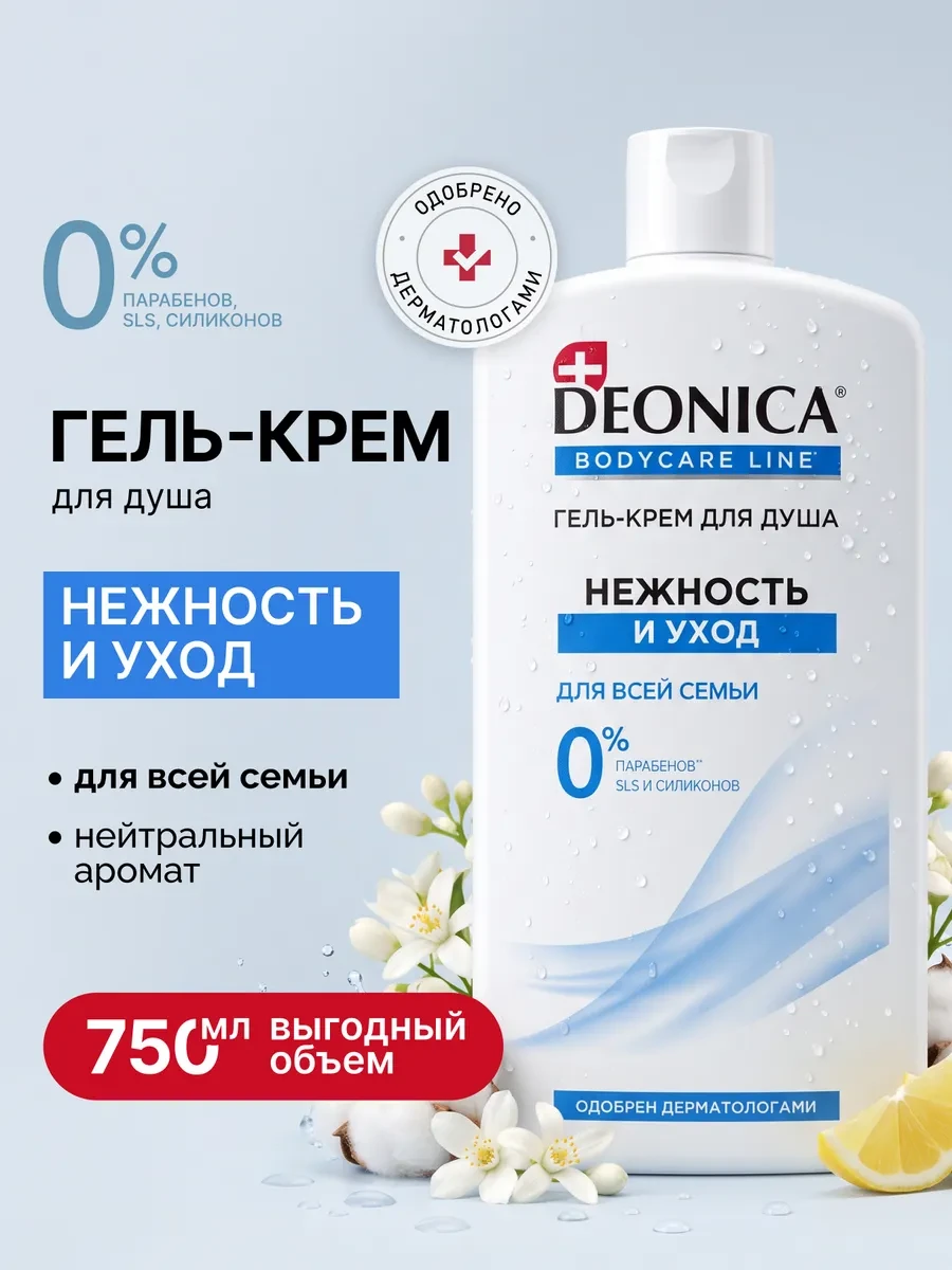 ⚡️ Гель крем для душа женский парфюмированный 750 мл, DEONICA