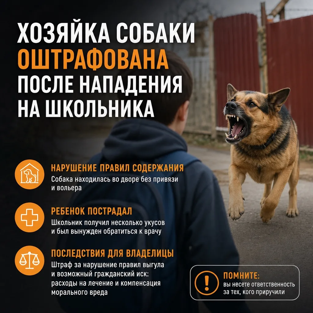 🐕 Жительница Шимановска оштрафована после нападения собаки на 12-летнего школьника