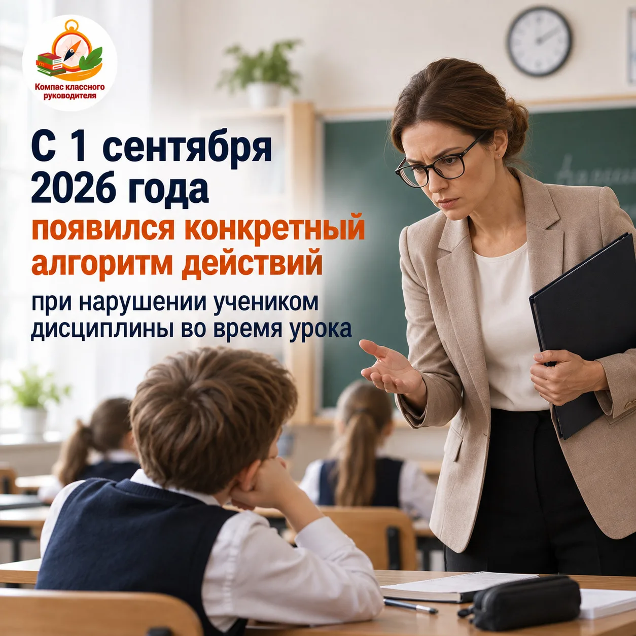 Алгоритм действий педагога при нарушении дисциплины на уроке (с 1 сентября 2026 года)❗️