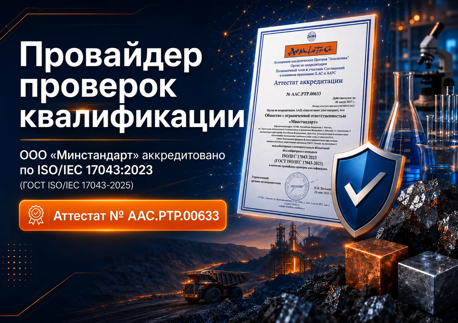 📌 Уважаемые коллеги!
Сообщаем, что компания ООО «Минстандарт» получила аттестат аккредитации № ААС.