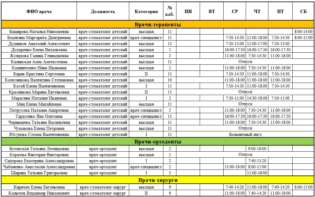 📍 График работы специалистов с 13.05.2026 — 16.05.2026