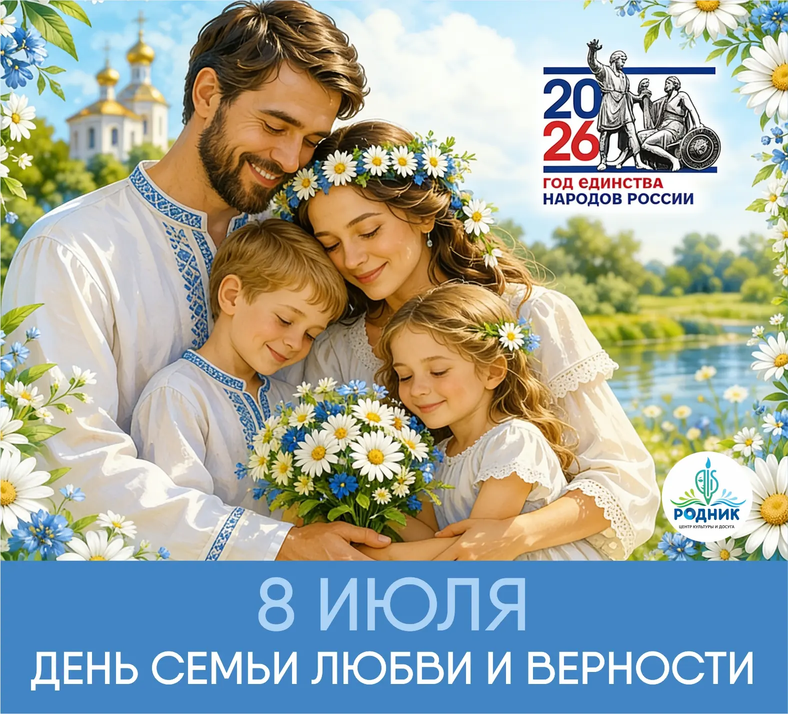 👋 Дорогие друзья!

📅 8 июля — День семьи, любви и верности. Это праздник объединяет всех, для кого