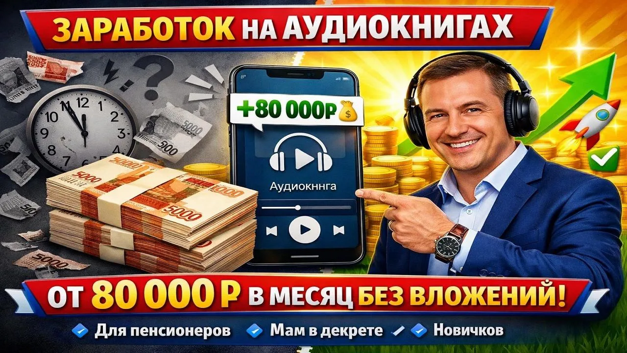 🎧 ЗАРАБОТОК НА АУДИОКНИГАХ: ОТ 80 000 ₽ В МЕСЯЦ БЕЗ ВЛОЖЕНИЙ