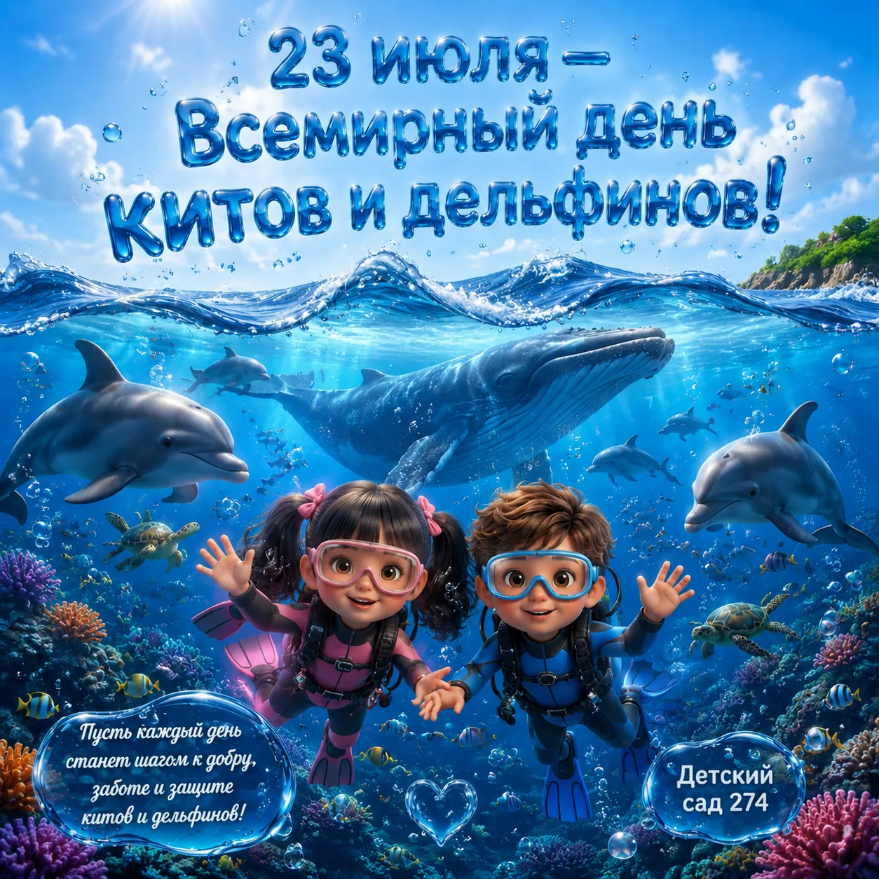 🐋 23 июля — Всемирный день китов и дельфинов! 🐬
Этот экологический праздник появился в 1986 году п