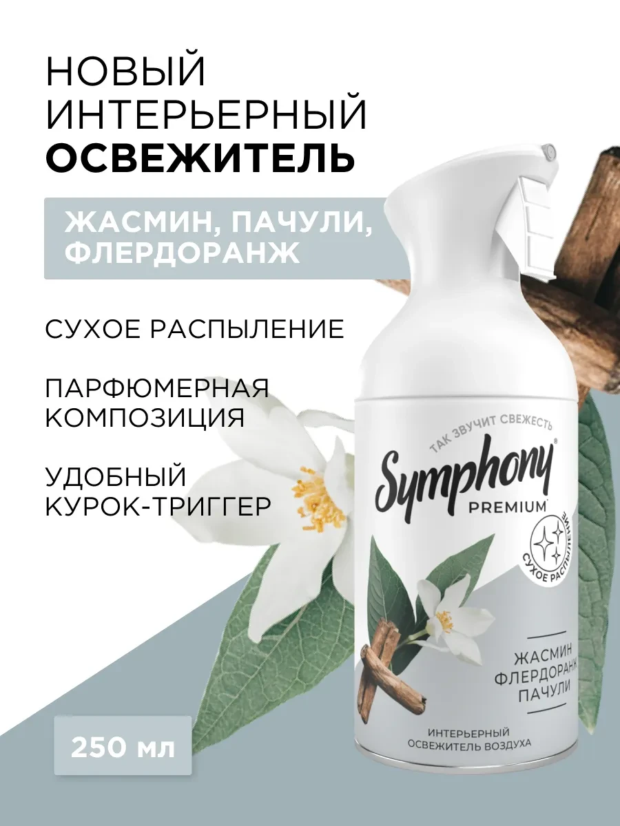 ⚡️ Освежитель воздуха спрей с триггером сухое распыление 250 мл, Symphony