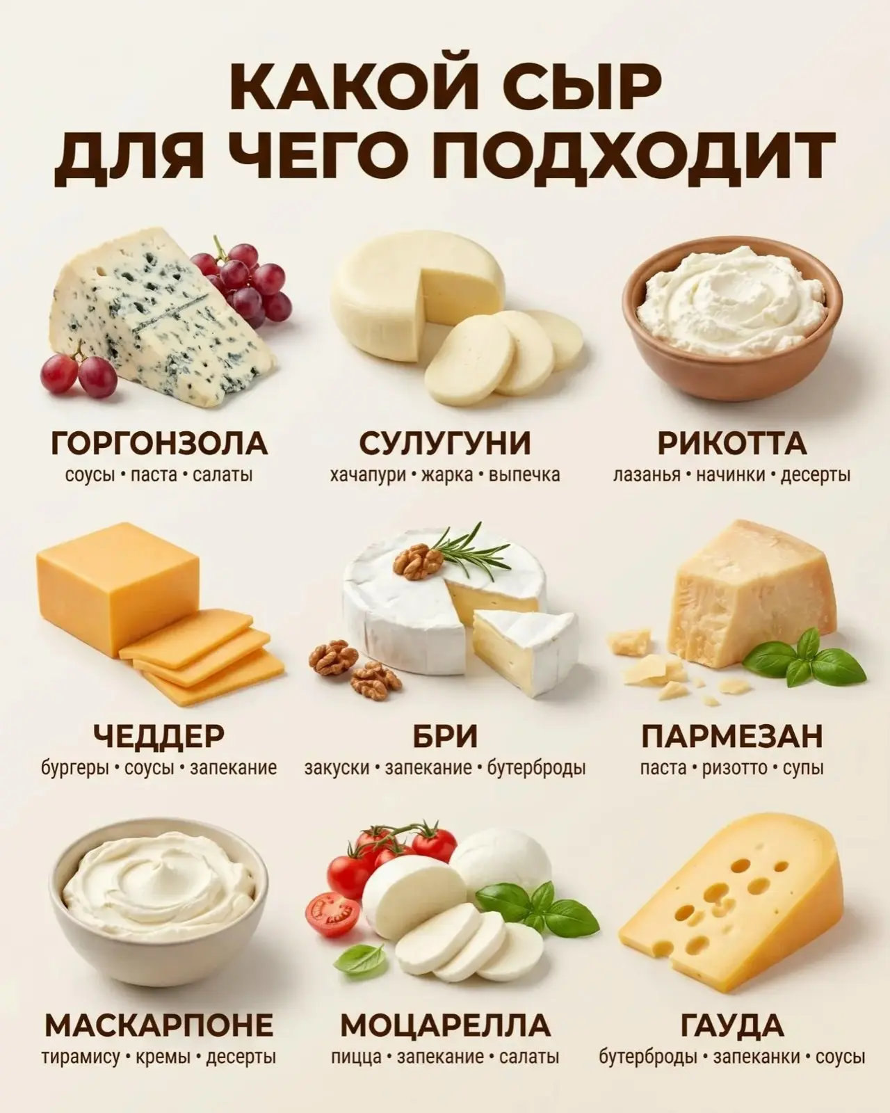 🧀 КАКОЙ СЫР ДЛЯ ЧЕГО ПОДХОДИТ?