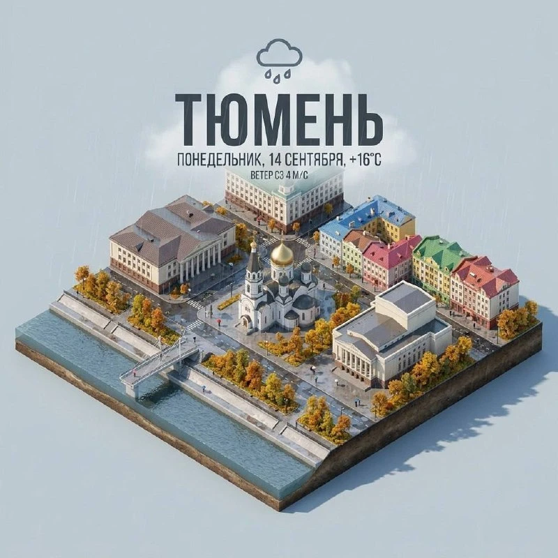 Днём ожидаются облачность и дождь, температура воздуха составит 16 градусов.