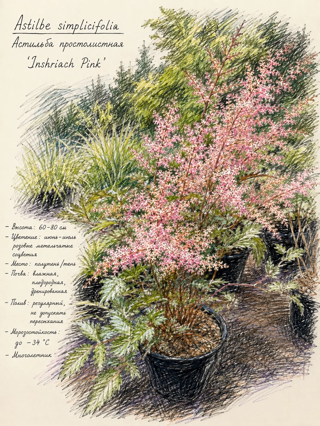 В этом году уже не в первый раз сажаю Астильбу просто листную *Inshriach Pink*