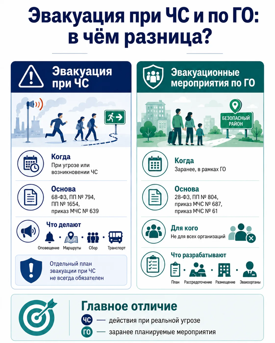 📌 Эвакуация при ЧС и эвакуация по ГО: в чём разница и какие документы нужны организации
