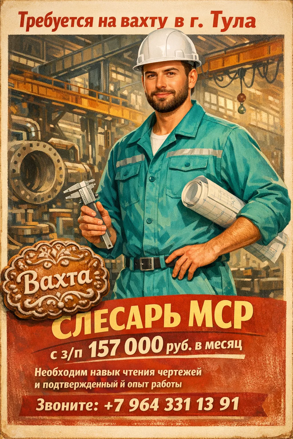 Требуется на вахту в г. Тула СЛЕСАРЬ МСР, вакансия для кандидатов с навыком чтения чертежей!

Наши у