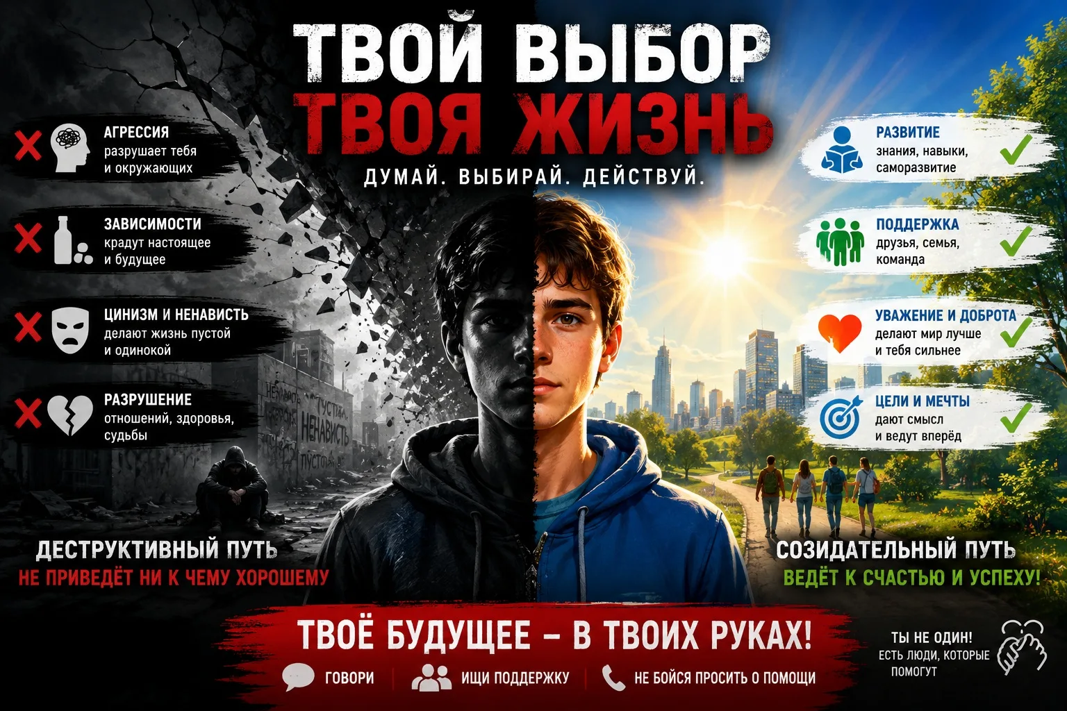 ☝️ Выбираем позитив. Выбираем уважение. Выбираем будущее 
 
Дорогие школьники, давайте поговорим отк
