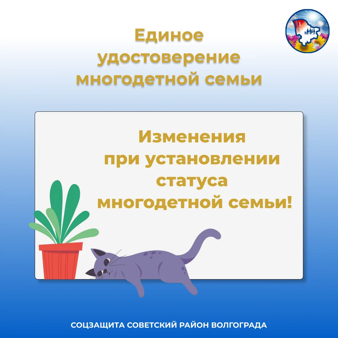 ➡️ Изменения при установлении статуса многодетной семьи!