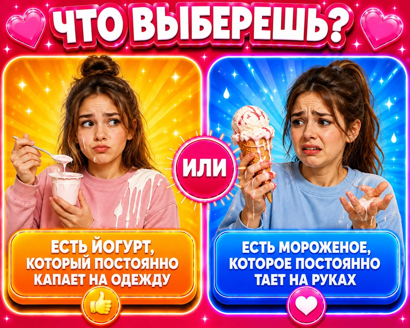 Есть йогурт, который постоянно капает на одежду или есть мороженое, которое постоянно т...