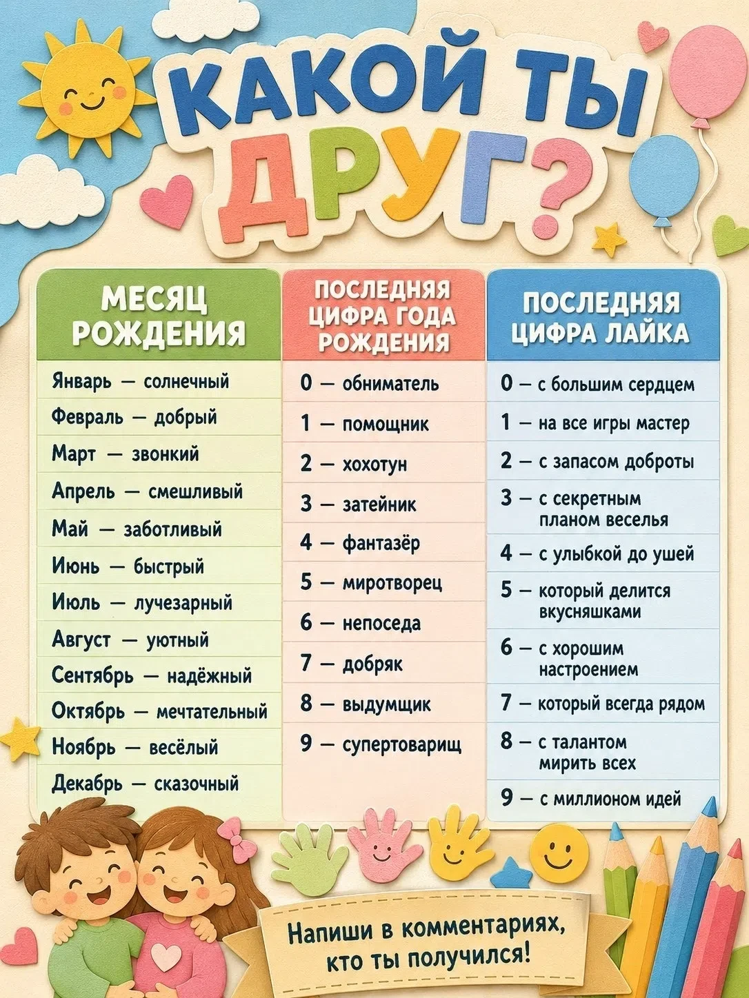 Какой вы друг? Давайте узнаем!