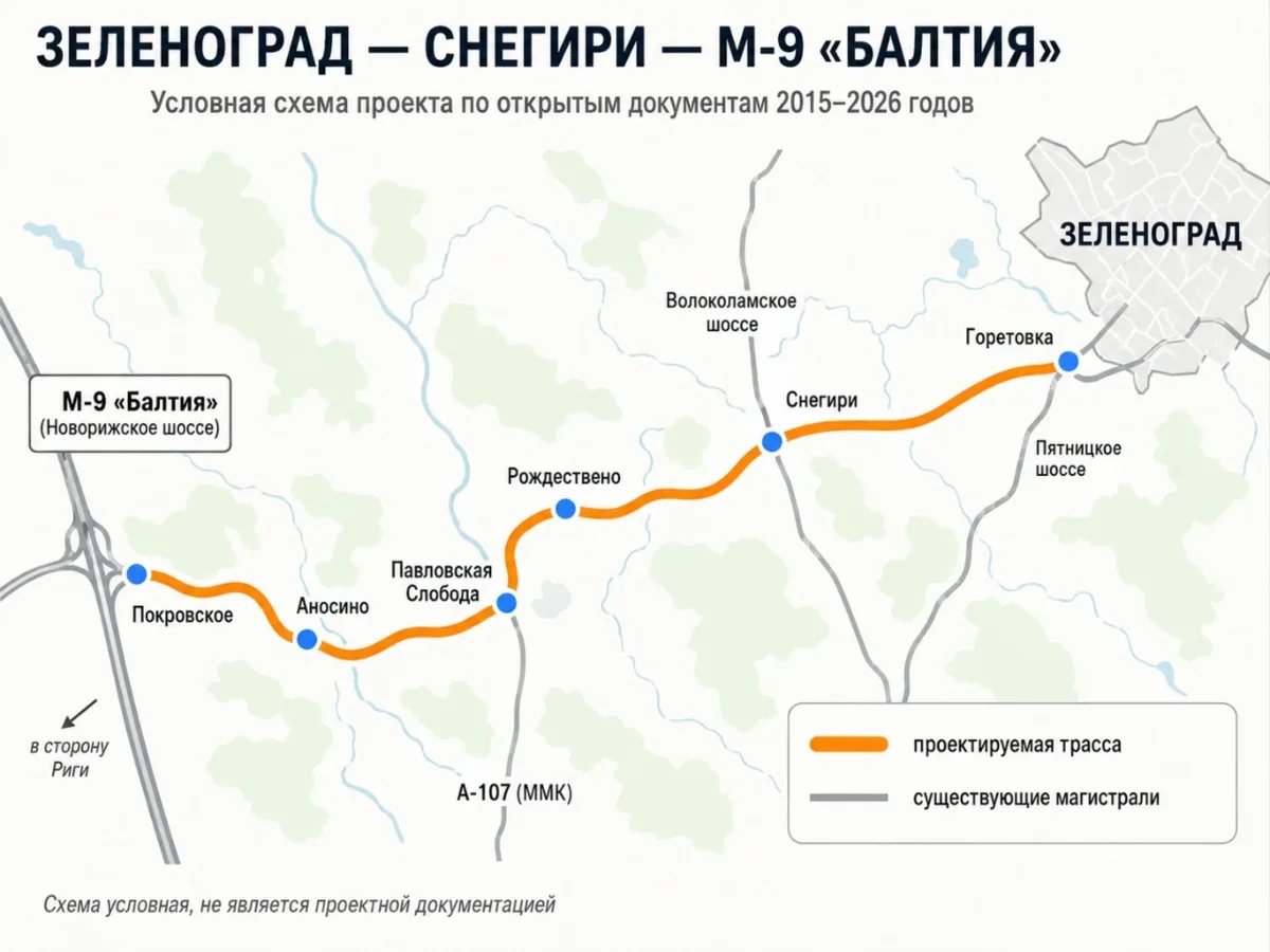 План дороги от Зеленограда до Новорижского шоссе утвердили заново — а стройку в госпрог...