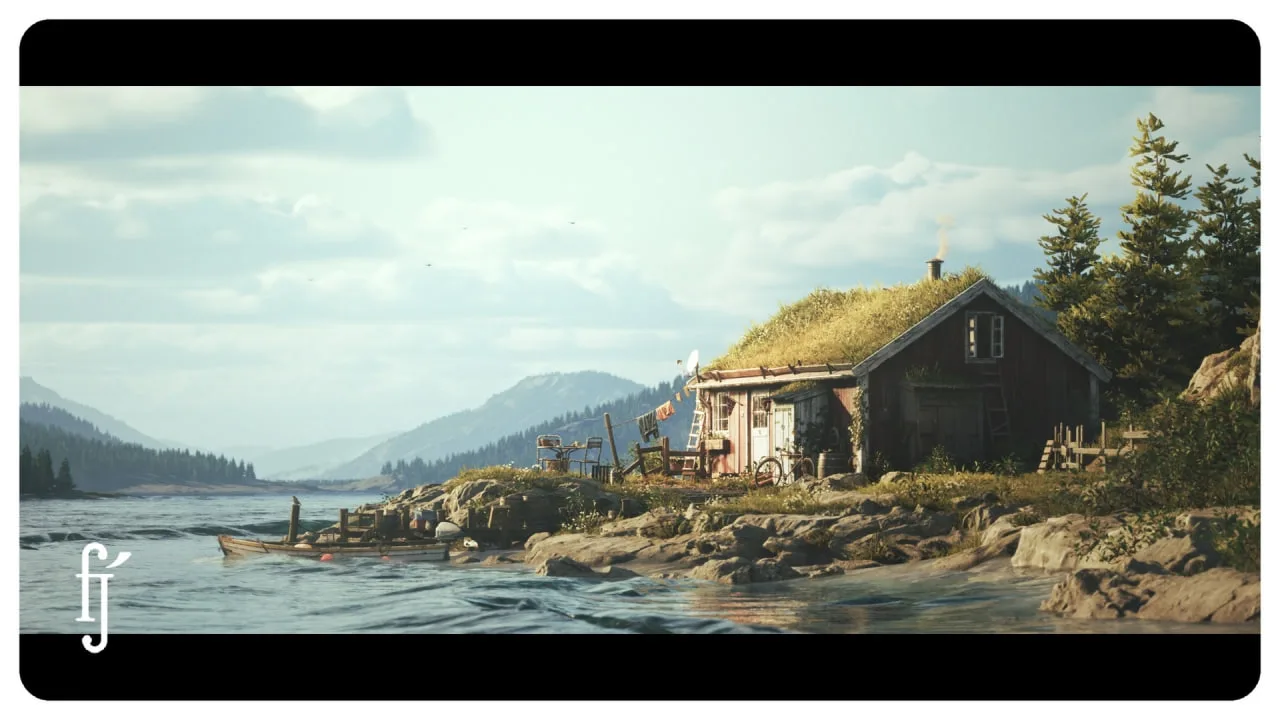 ℹ️ Nordic Fishing Hut - Coastal Lakeside Cabin [Interior + Exterior]