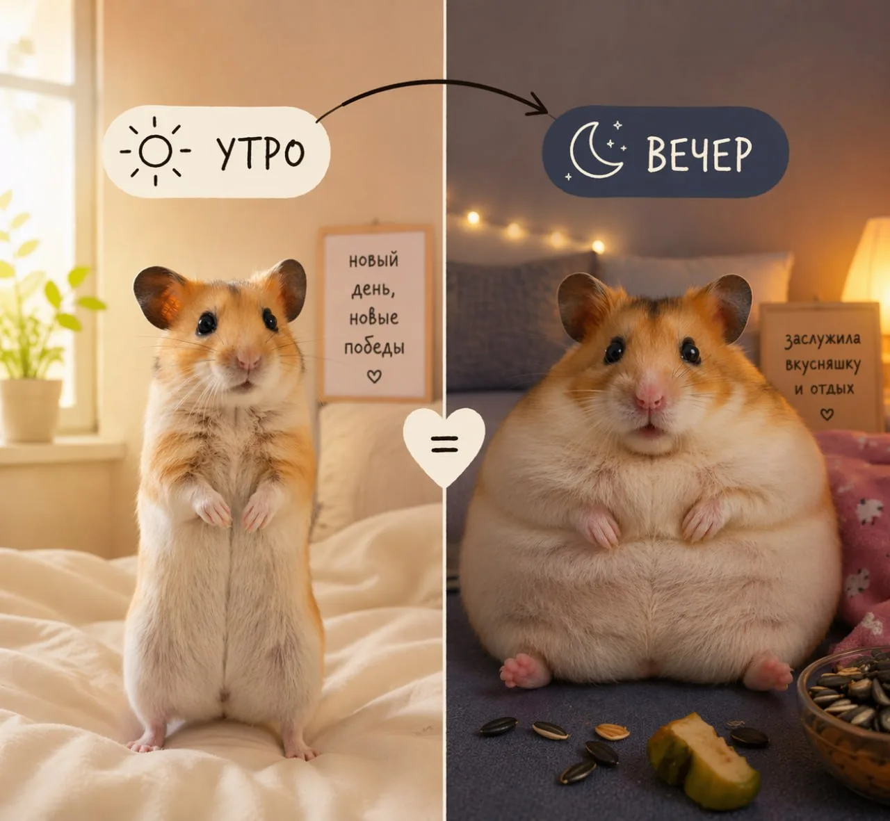 Я утром vs я вечером. И это не про еду 😂

Утром приятная женщина, к вечеру надутая женщина))
Кольцо