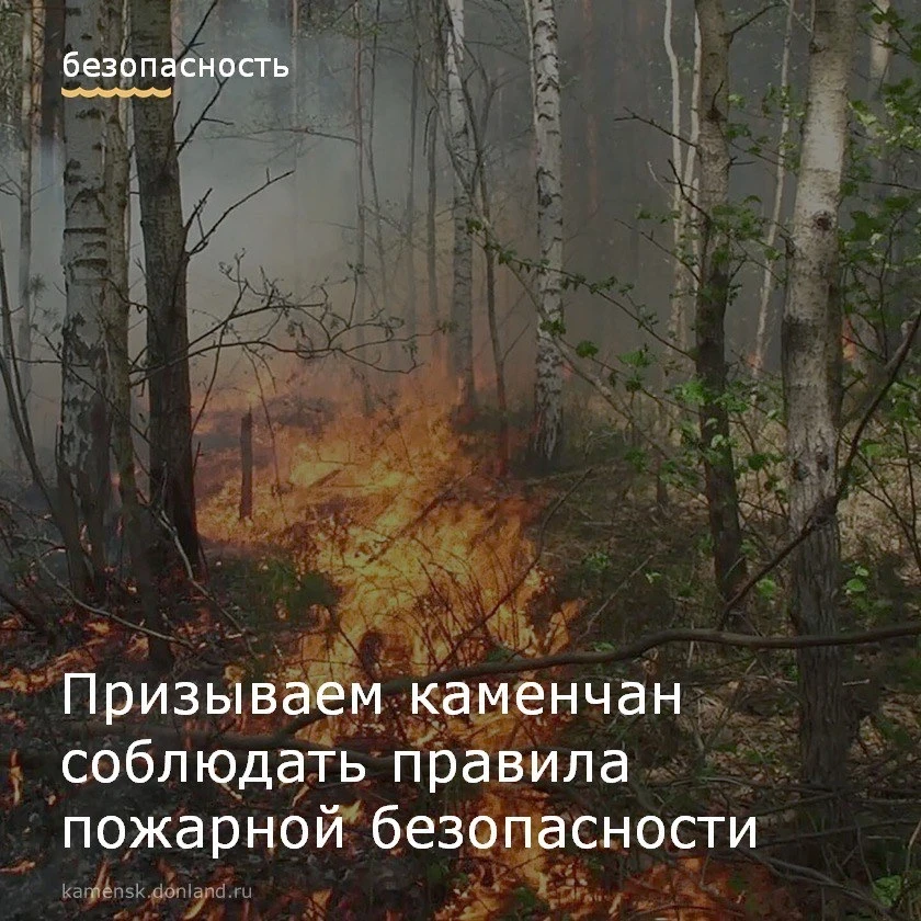 🔥 Уважаемые каменчане! На территории Каменска-Шахтинского с 1 мая установлен особый противопожарный 