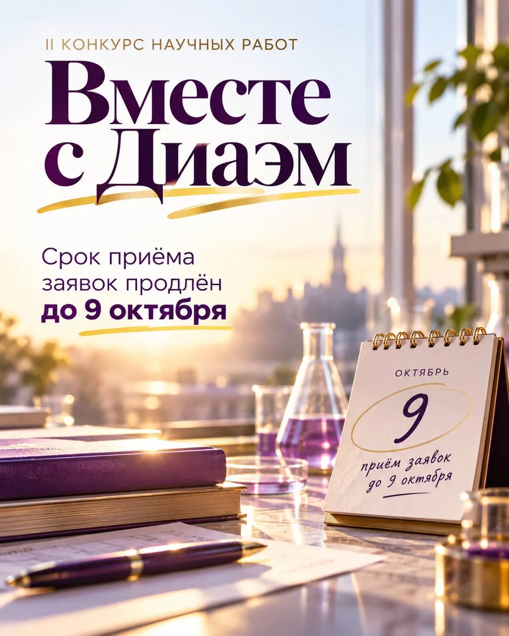 🟣Диаэм продлевает приём заявок на II Конкурс научных работ «Вместе с Диаэм»