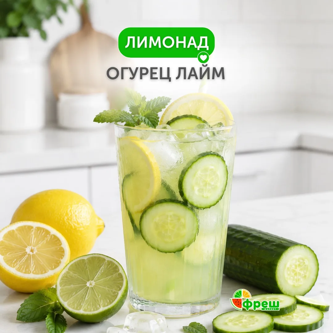 Когда на улице жарко, хочется не просто пить, а освежаться. Лимонад с огурцом и лаймом ...