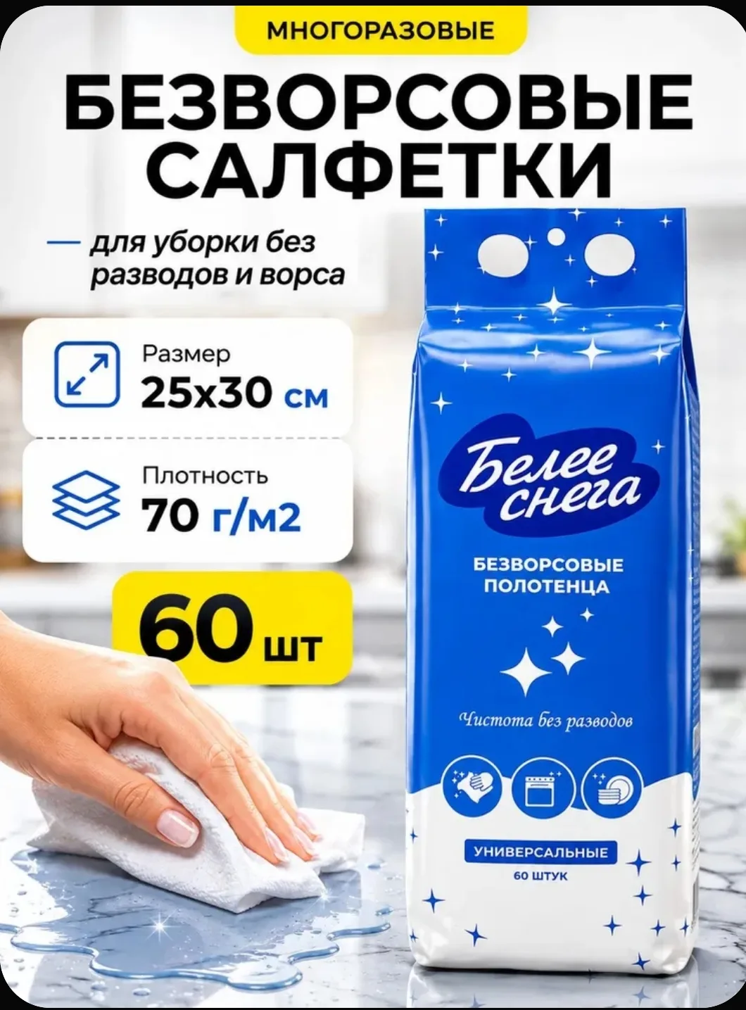 🧽 Многоразовые салфетки в рулоне — чистота без лишних затрат!