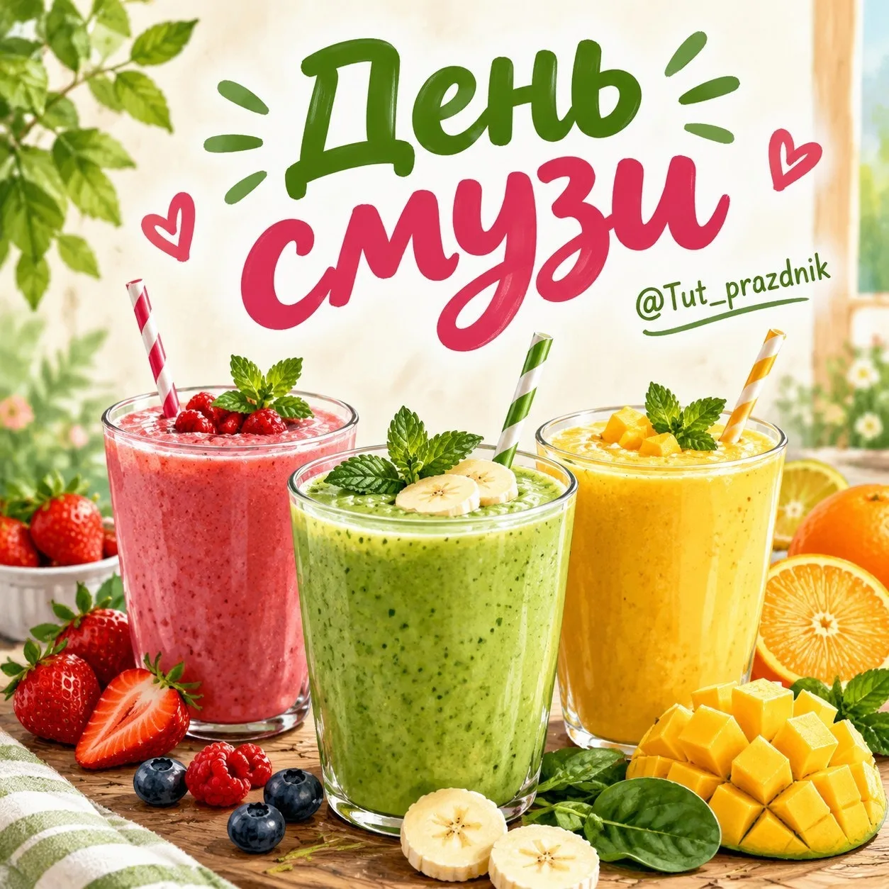 🥤🍓 3 октября — Всемирный день смузи 🍌🌿