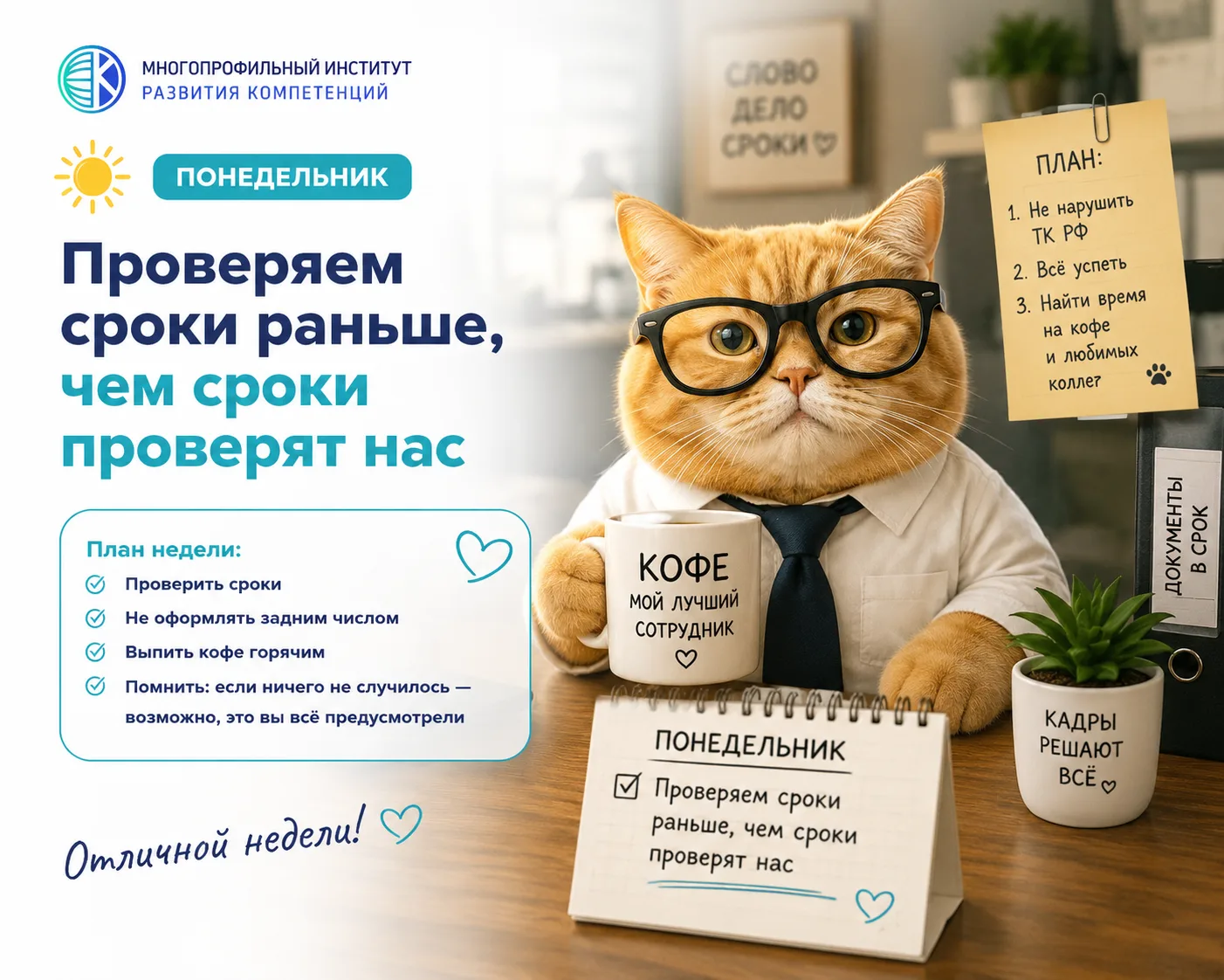 ☀️ Доброе утро, кадровики и HR!

Пусть новая неделя начнётся без приказов «на вчера», срочных увольн