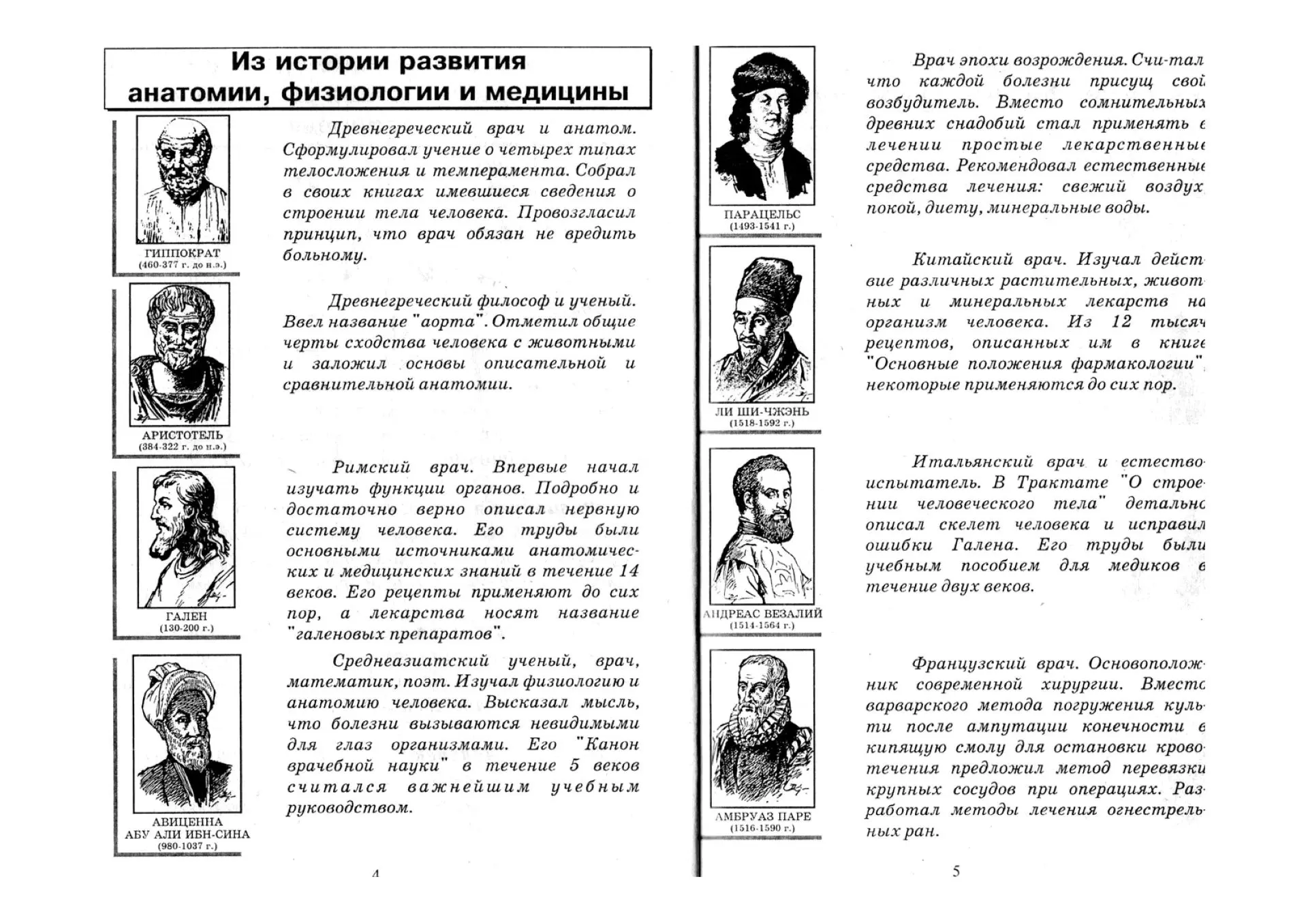 История развития анатомии, физиологии и медицины