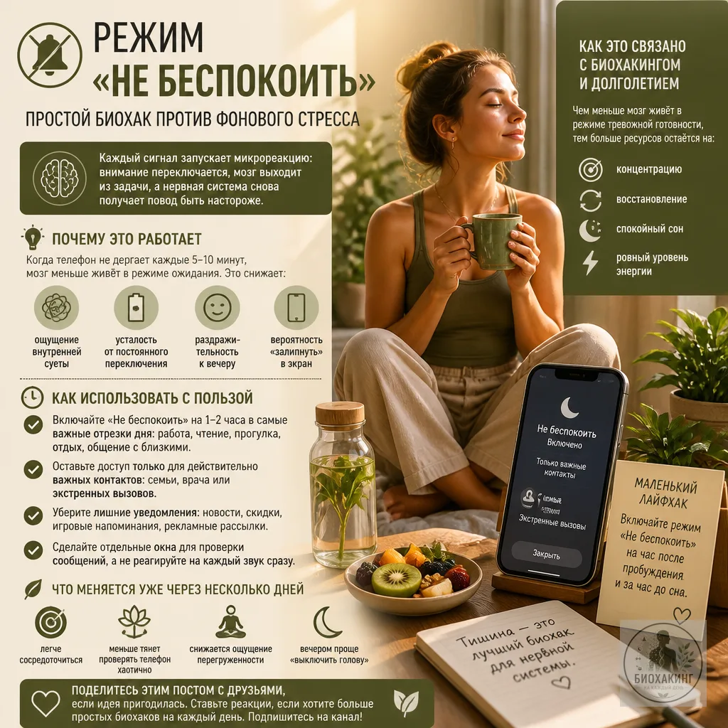 📵 Режим «не беспокоить»: простой биохак против фонового стресса