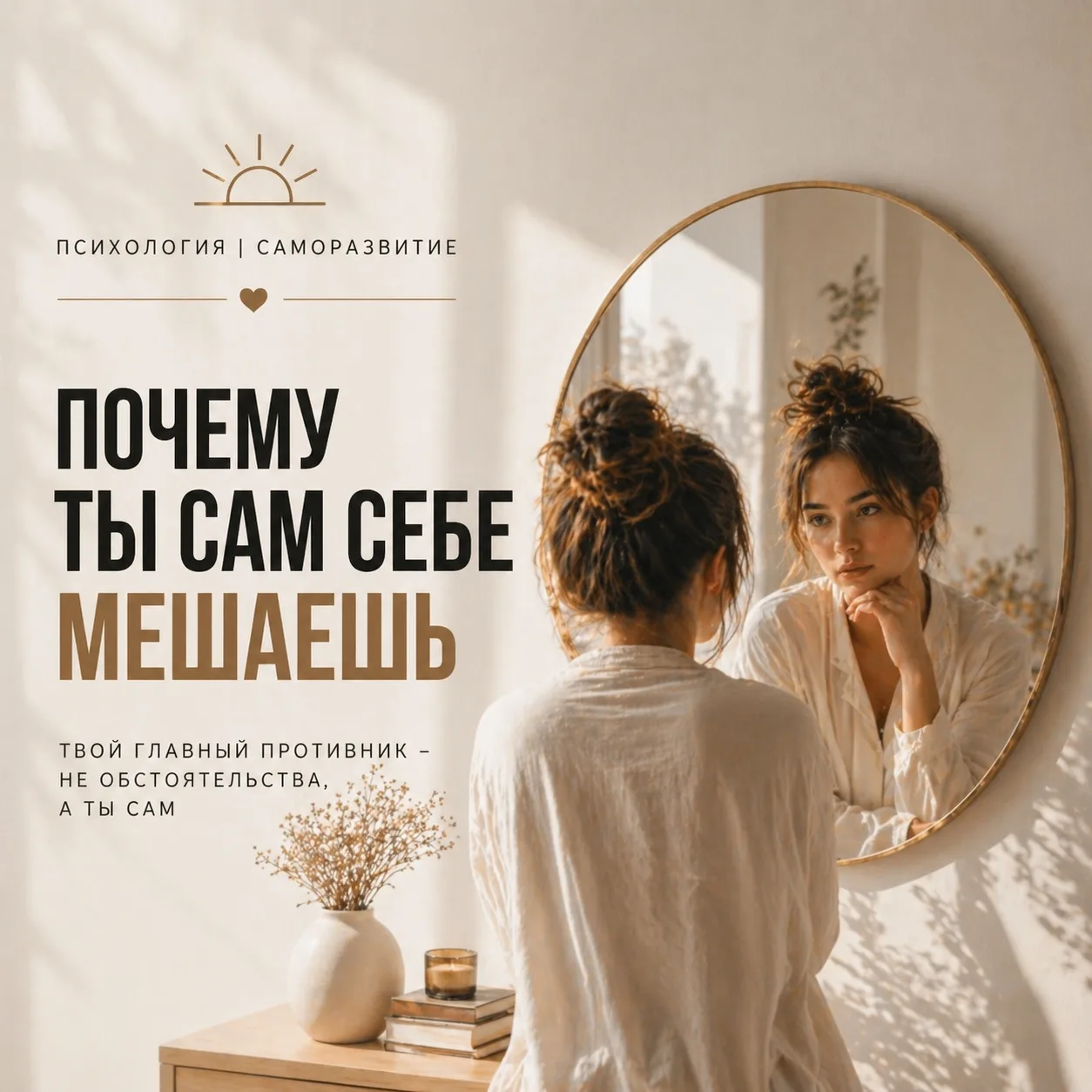 Почему ты сам себе мешаешь

Ты не ленивый.
Ты не слабый.
Ты просто привык останавливать себя раньше,