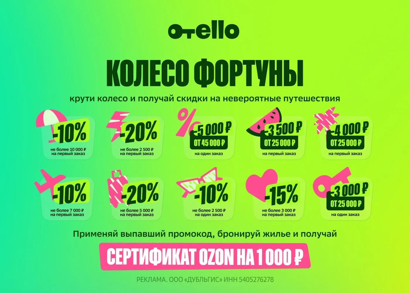 🏩 🔥Забираем сертификат 1000₽ на ozon от отелло