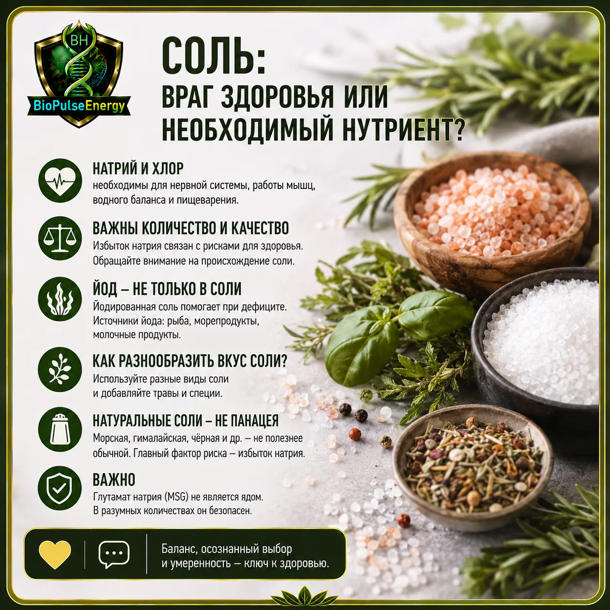 СОЛЬ: ВРАГ ЗДОРОВЬЯ ИЛИ НЕОБХОДИМЫЙ НУТРИЕНТ?