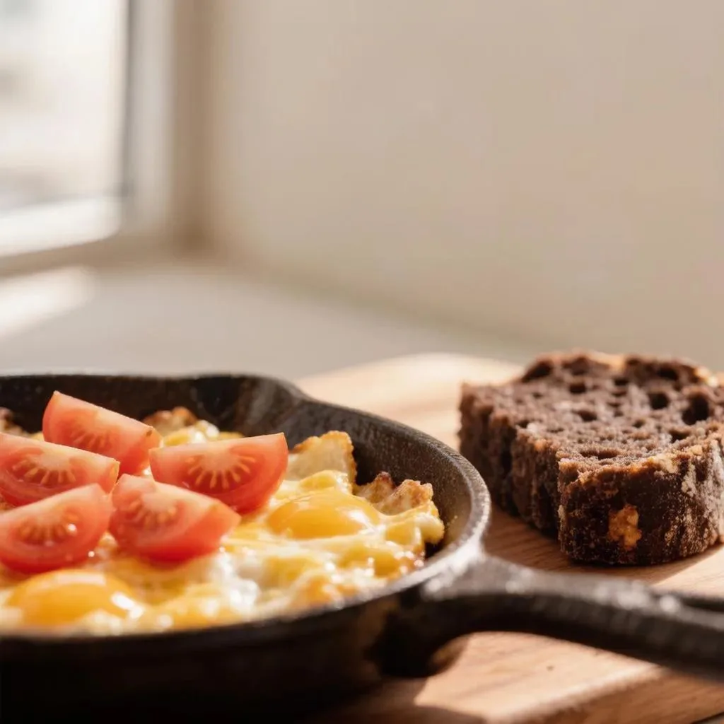 🍳 ЯИЧНИЦА С ПОМИДОРАМИ И СЫРОМ