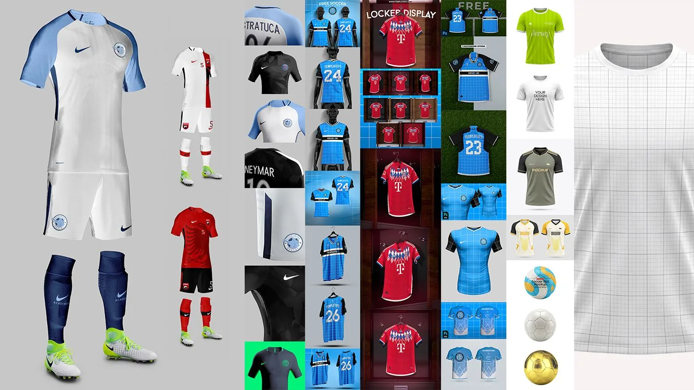 ► Набор мокапов по футболу и спортивной экипировке | Football Soccer PSD Mockup Set

#free #mockup #