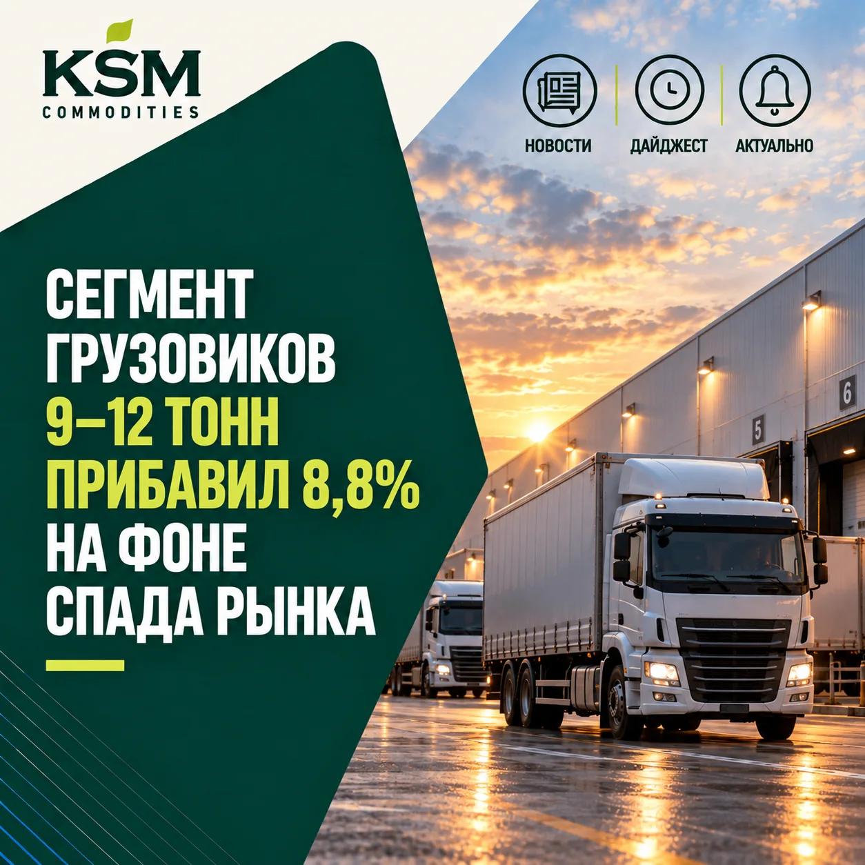 🚛 Сегмент грузовиков 9–12 тонн прибавил 8,8% на фоне спада рынка