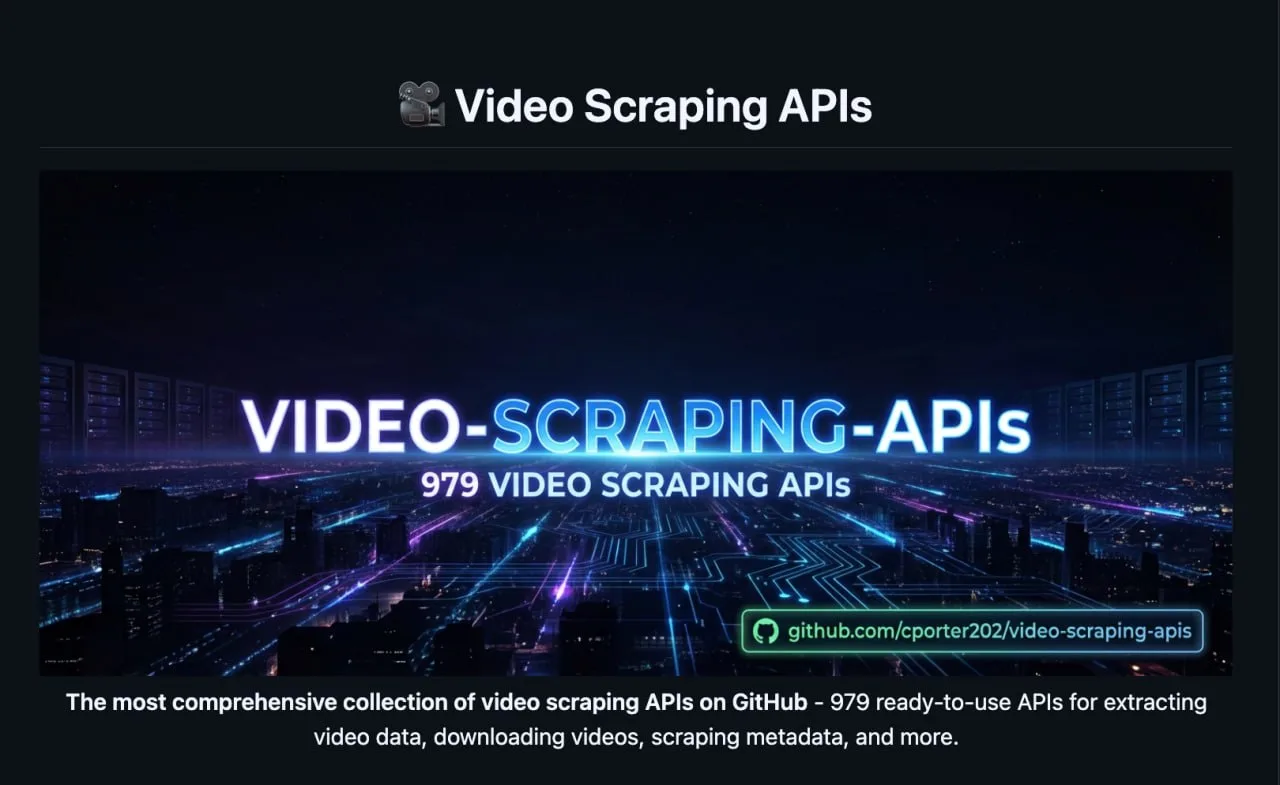 Video-scraping-apis — коллекция API для сбора метаданных видео, статистики вовлеченност...