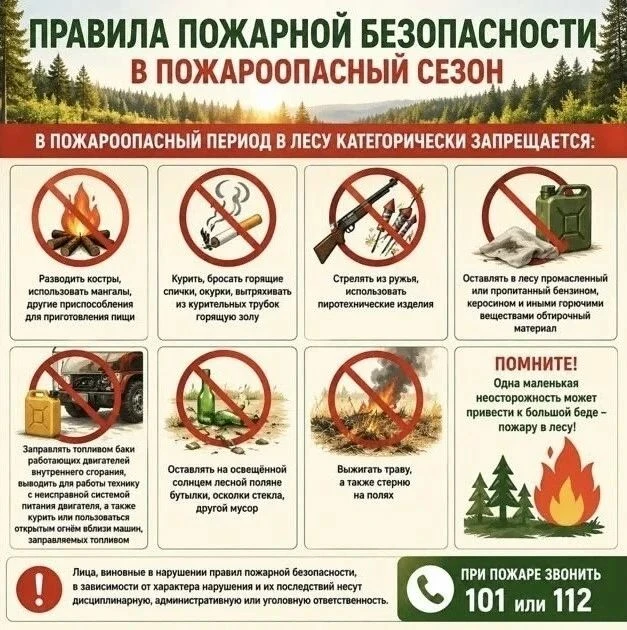 🔥 Пожароопасный сезон: соблюдайте правила безопасности!