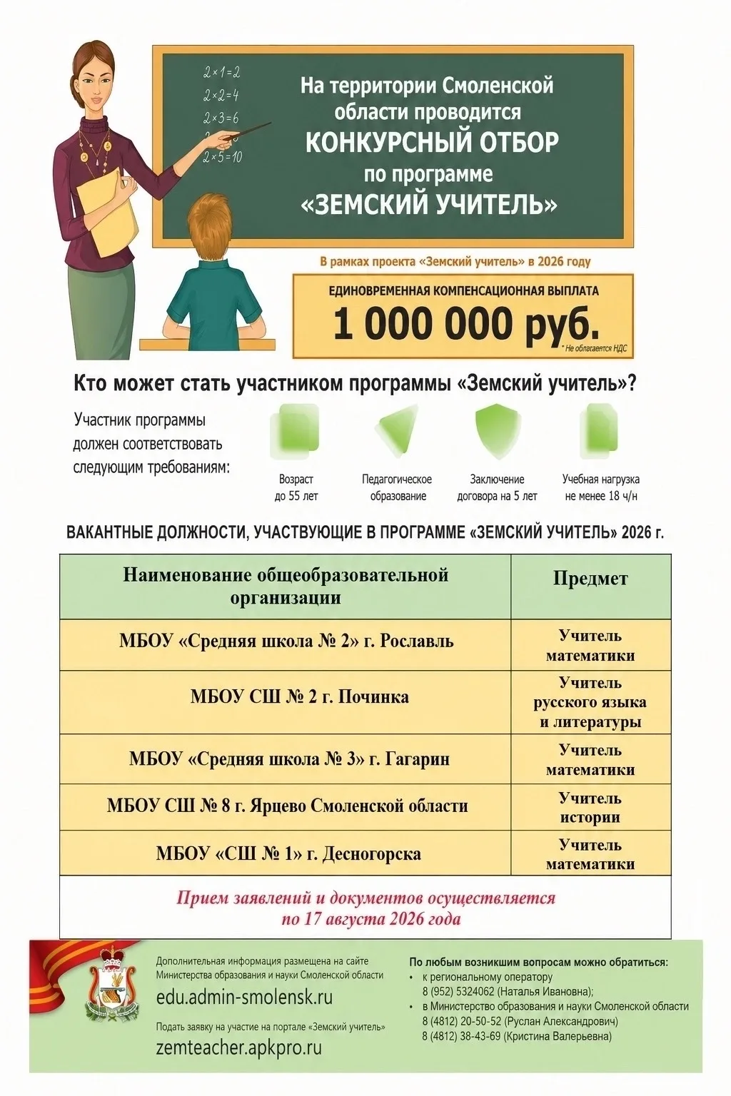 📢 Объявлен дополнительный конкурсный отбор по программе «Земский учитель»!