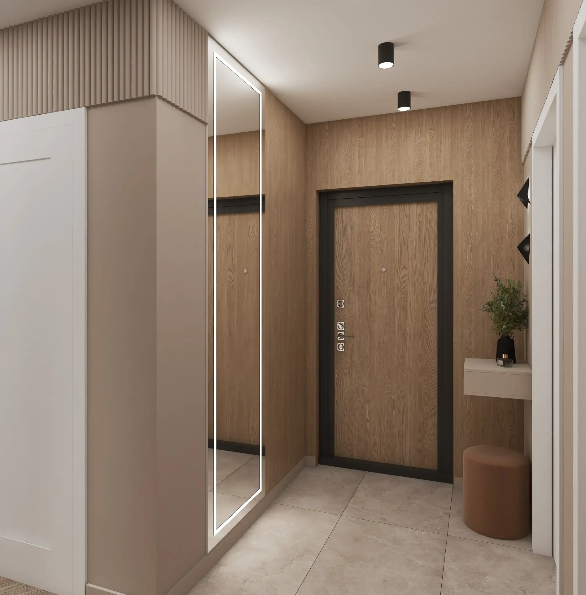 Красивая тёплая прихожая и коридор в квартире в Арт-квартале «Выше!» 🏠✨