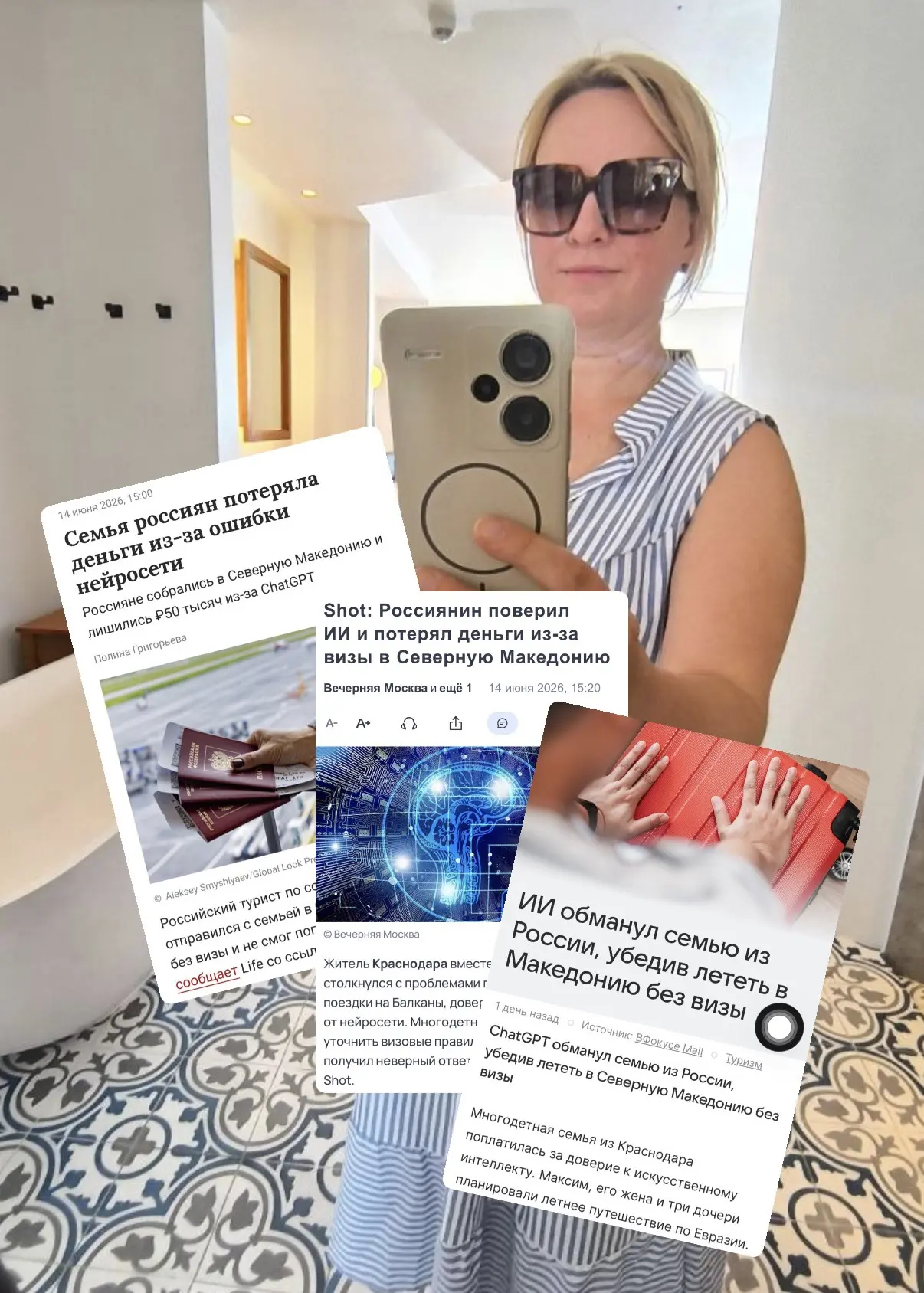 Вчера мне везде попадалась эта новость! 😱😵‍💫😳Видели ее? 

Российский турист по совету ChatGPT от