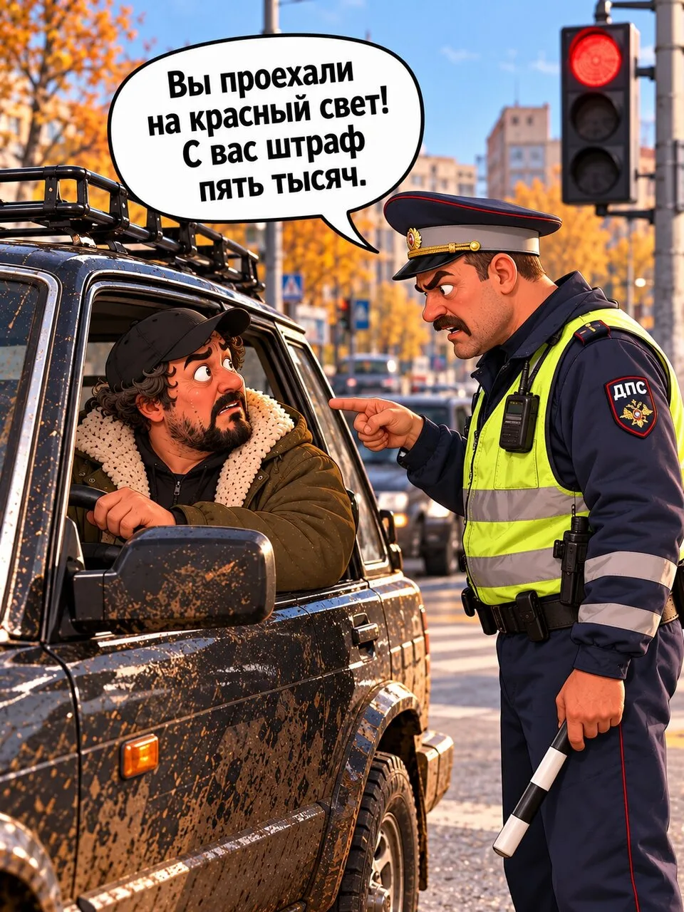 Мужчина вновь нарушил правила на том же перекрёстке, но не стал просто принимать штраф....