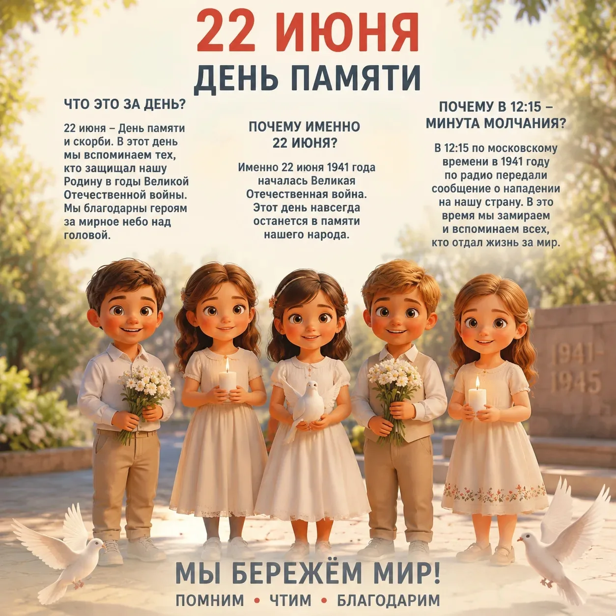 📢🕯 22 июня — День памяти и скорби 🕯

Сегодня мы склоняем головы в память о тех, кто встретил перв