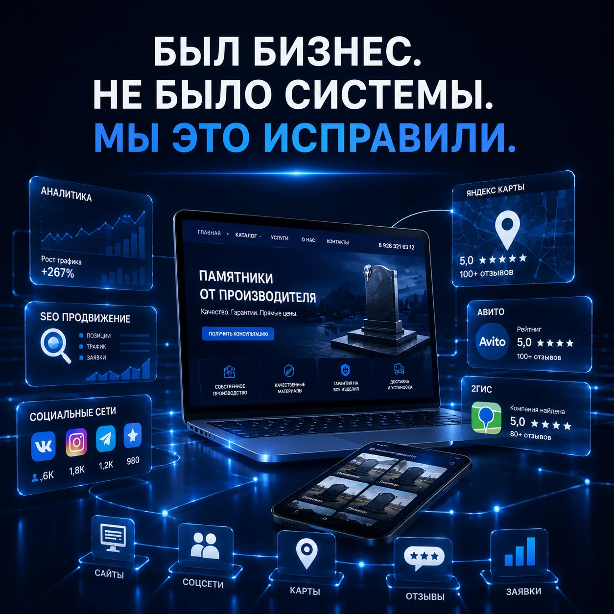 Один из наших давних проектов - компания по производству и установке памятников в Ставр...