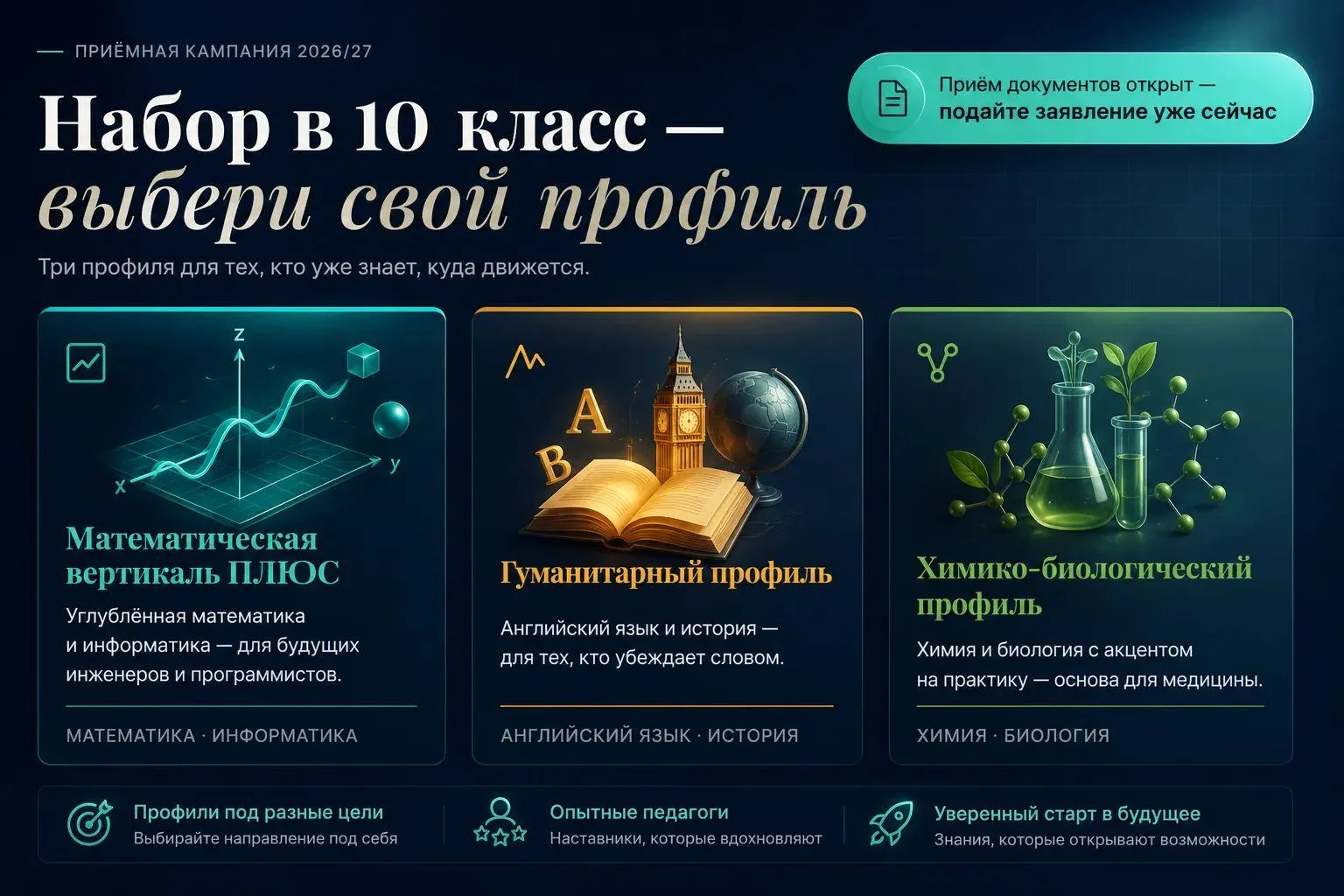 В ГБОУ Школа № 141 продолжается набор в профильные 10-е классы. Подавайте заявления на портале мос.р