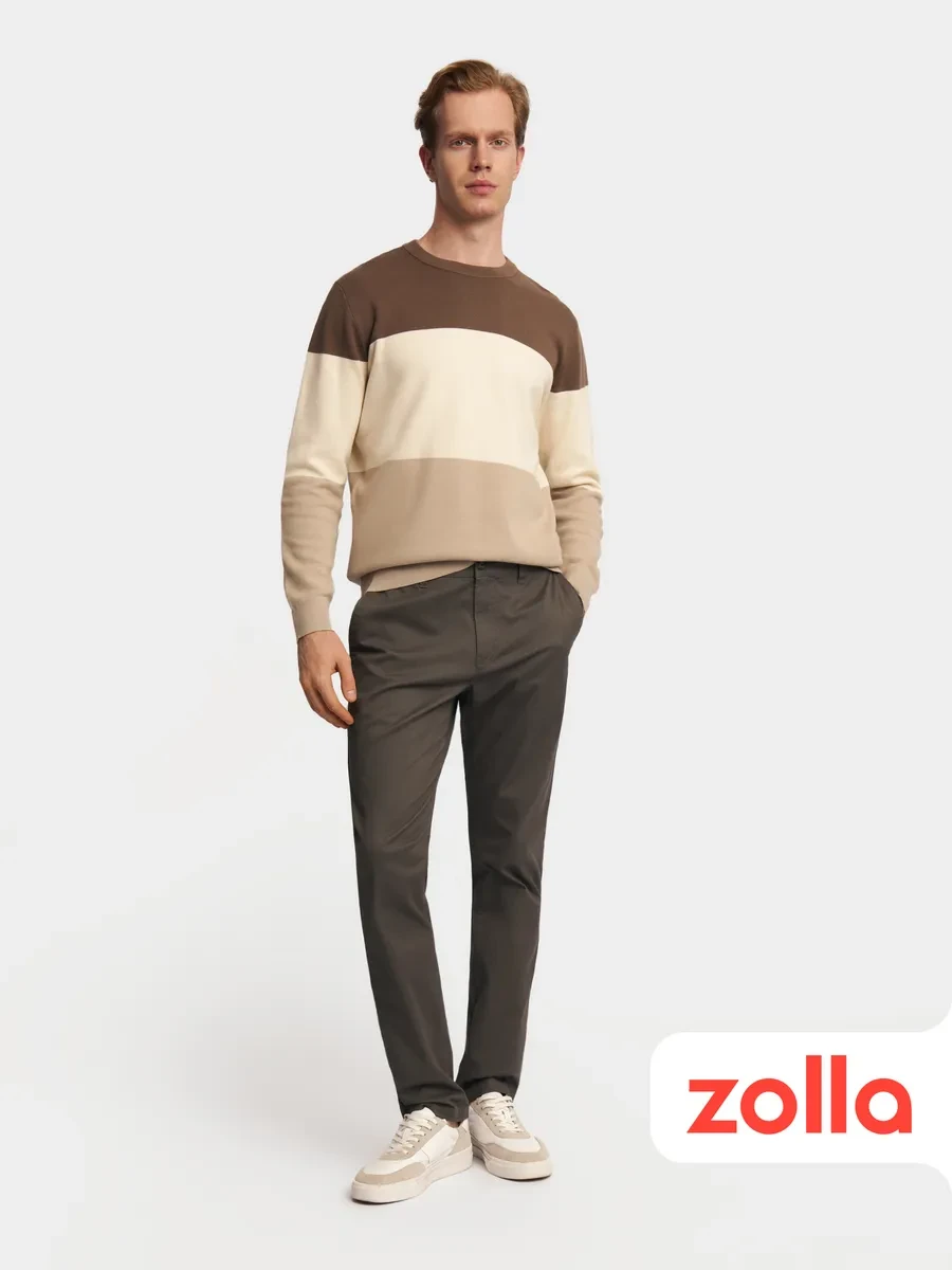 ⚡️ Мужские брюки силуэта Slim из хлопка, Zolla