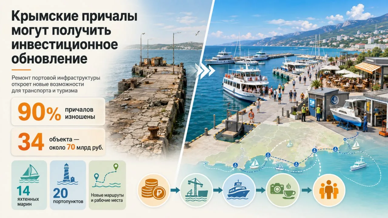 Минтранс Крыма рассматривает возможность привлечения инвесторов для ремонта изношенных причалов на ю