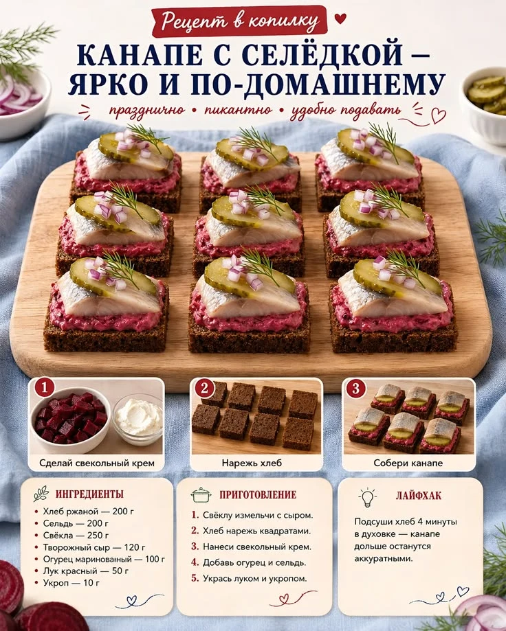 Канапе с селёдкой 😋