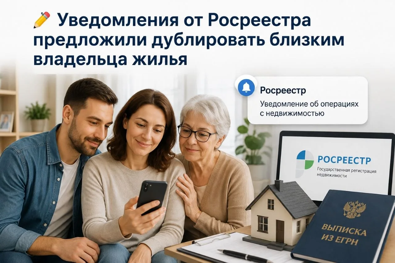 ✏️ Уведомления от Росреестра предложили дублировать близким владельца жилья