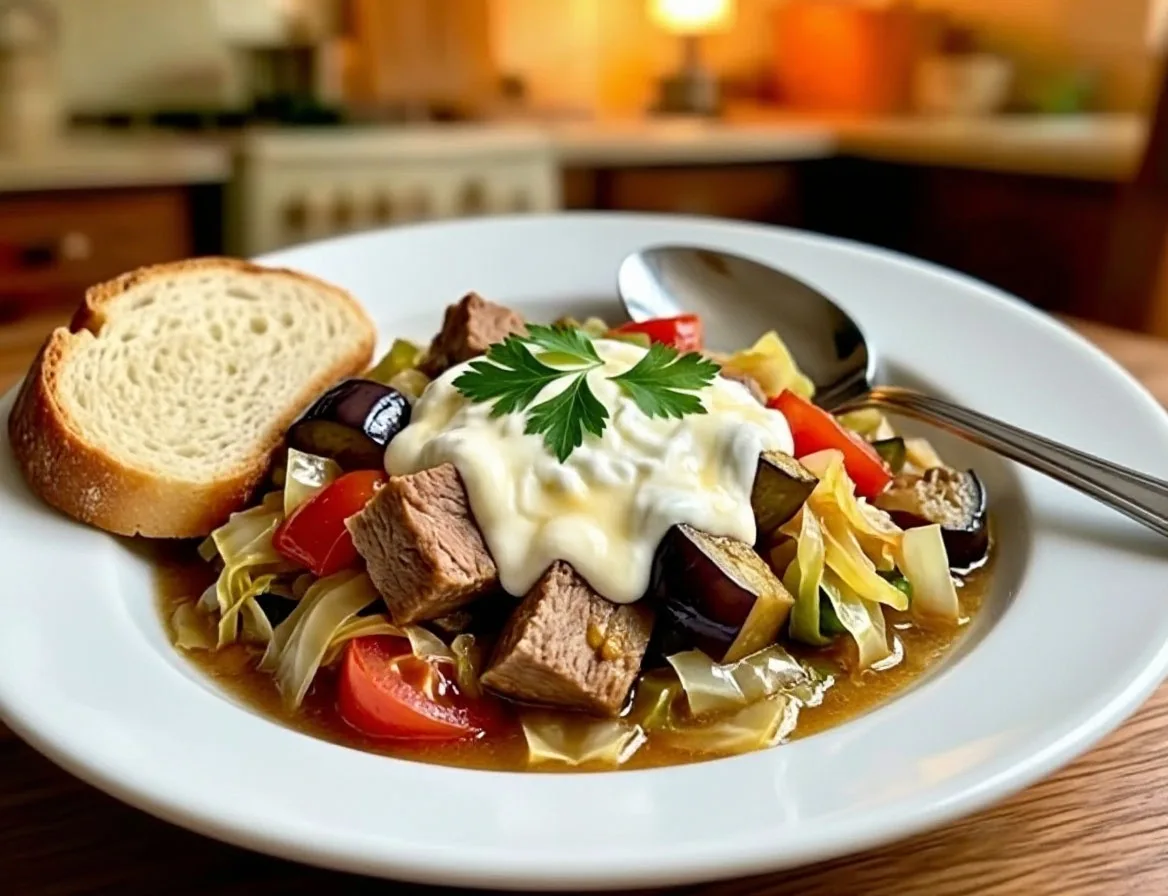 Рагу с мясом и овощами в густом соусе