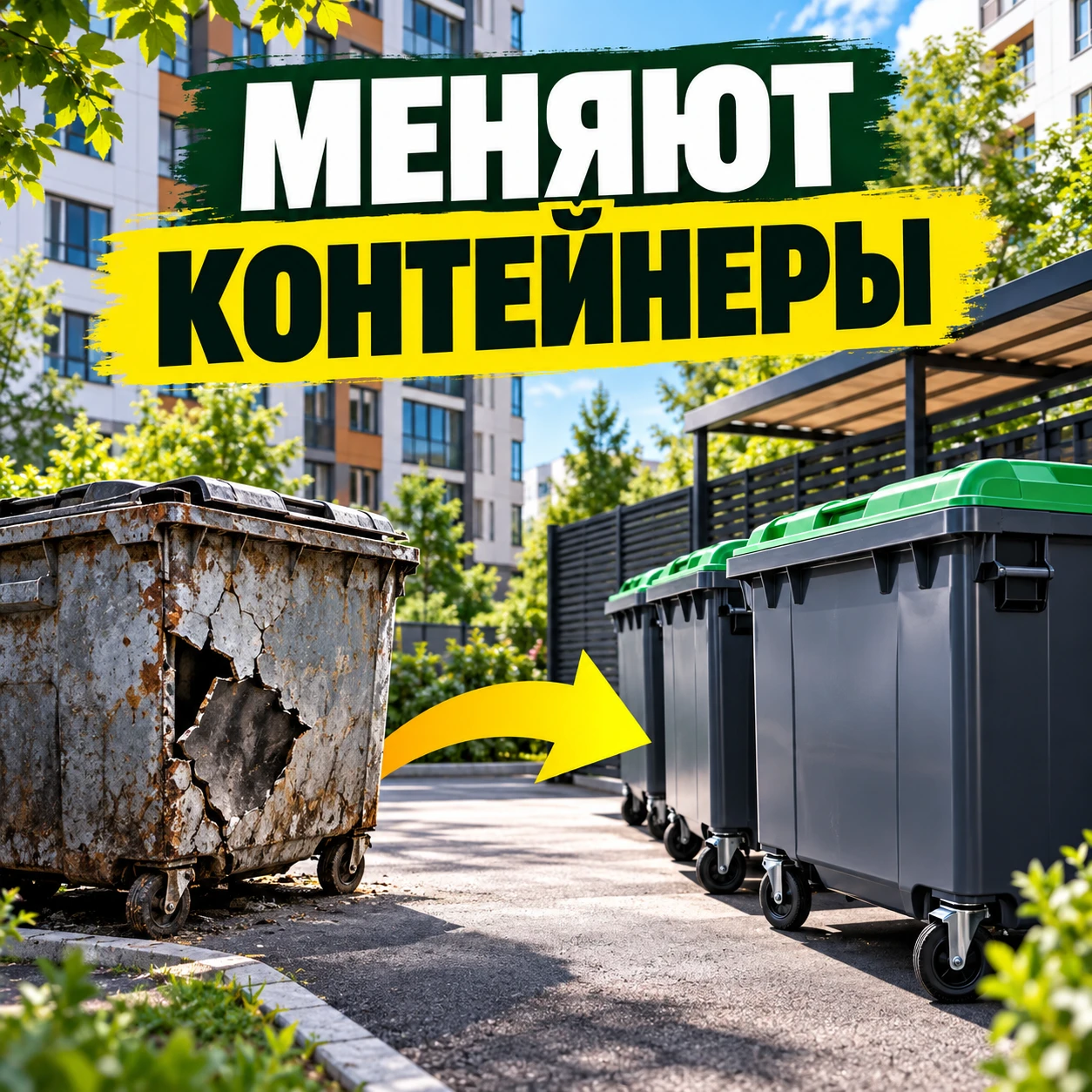 🗑 В ВОЛЖСКОМ МЕНЯЮТ НЕИСПРАВНЫЕ МУСОРНЫЕ КОНТЕЙНЕРЫ